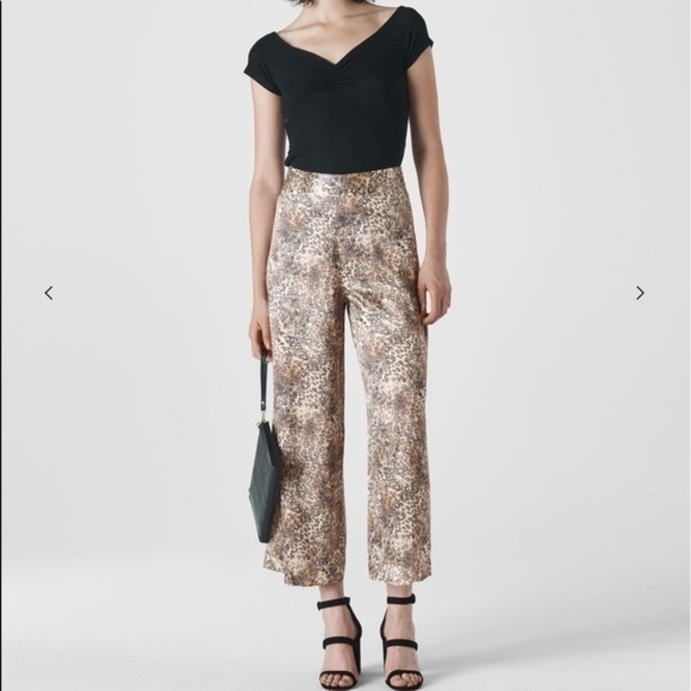 WHISTLES Big Cat Printed Satin Trouser Pants - Picture 10 of 16